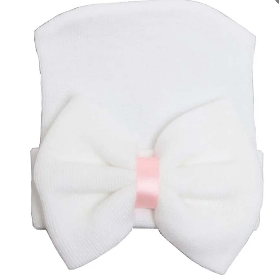 Pink Baby Hat with Pink Bow