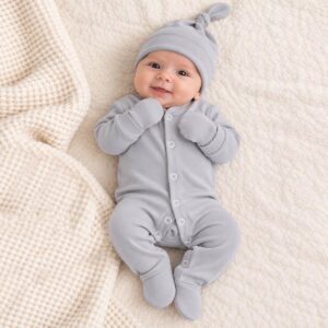 grey cotton baby clothing set unisex for boys and girls