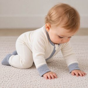 babygrow all in one sleepsuit with concealed zip and foldover cuffs and feet, unisex for boys and girls