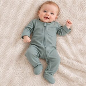 organic cotton babygrow sleepsuit all in one onesie sage green