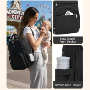 everyday nappy baby changing bag backpack black