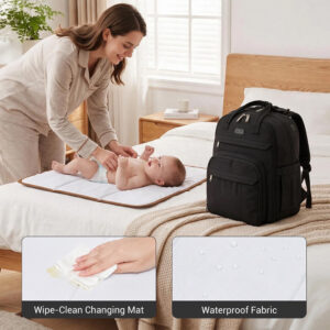 everyday nappy baby changing bag backpack black