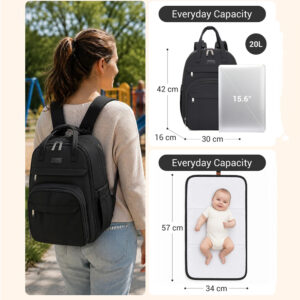 everyday nappy baby changing bag backpack black