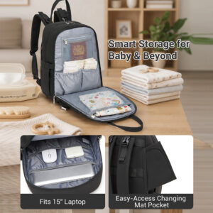 everyday nappy baby changing bag backpack black