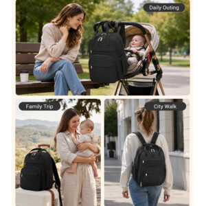 everyday nappy baby changing bag backpack black
