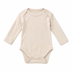 GOTS organic cotton baby bodysuit vest long sleeves cream