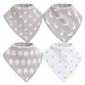 grey and white bandana baby bibs