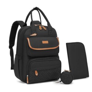black baby changing backpack nappy bag