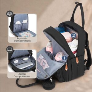 black baby changing backpack nappy bag