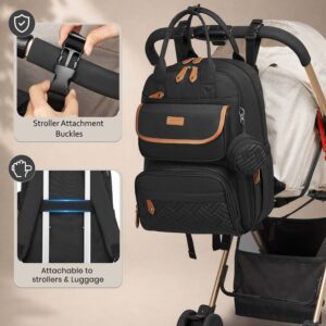 black baby changing backpack nappy bag
