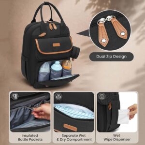 black baby changing backpack nappy bag