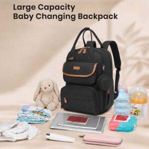 black baby changing backpack nappy bag