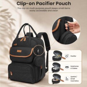 black baby changing backpack nappy bag