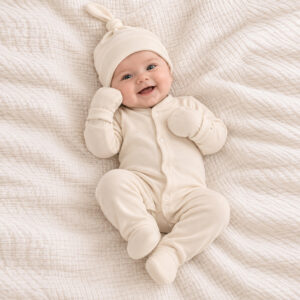 organic cotton baby clothing set cream newborn and up to 12 months