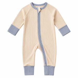 organic cotton baby sleepsuit cream 2 way zib