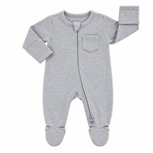 organic cotton baby sleepsuit grey 2 way zip