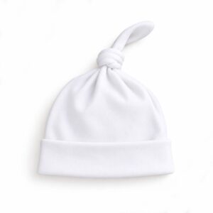 organic cotton baby hat white beanie knotted