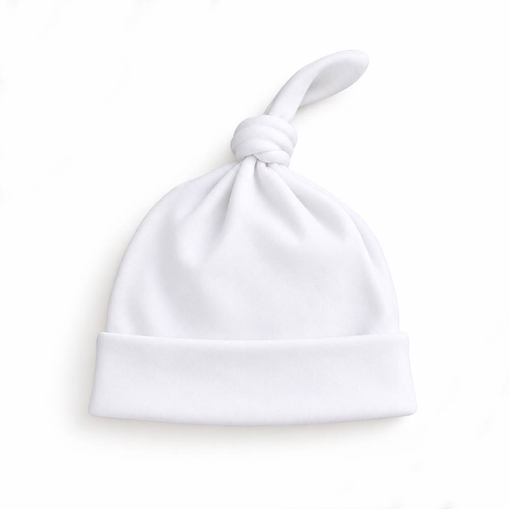 organic cotton baby hat white beanie knotted
