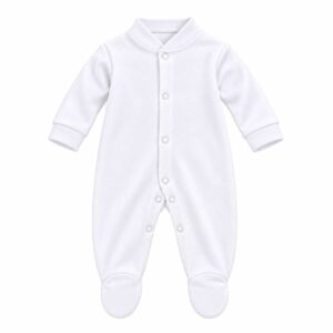 GOTS organic cotton baby clothes sleepsuit all in one onesie babygrow white