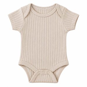 ribbed cotton baby bodysuit biscuit beige