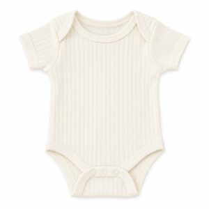 ribbed cotton baby bodysuit marshmallow