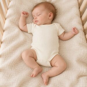 ribbed cotton baby bodysuit marshmallow