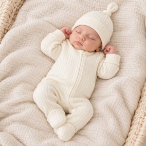 ribbed cotton baby sleepsuit all in one onesie babygrow marshmallow white